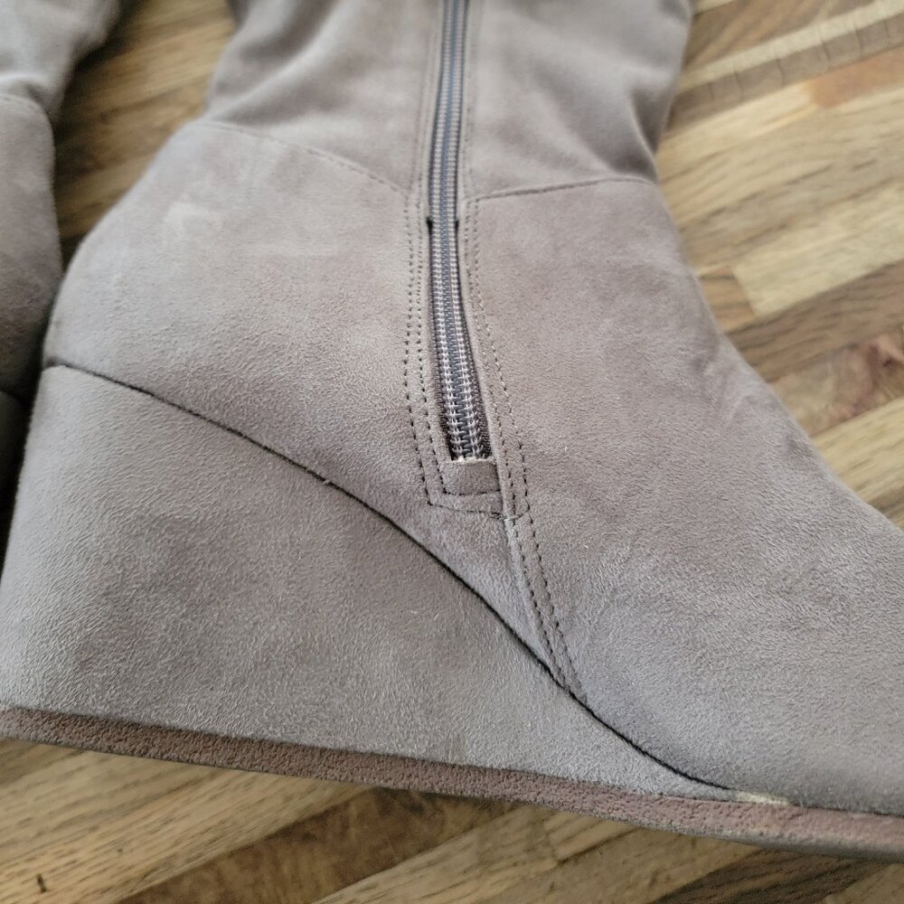Kelly & Katie Maverique Wedge Dark Taupe Stretch Microsuede Slouch Boots - Picture 7 of 9